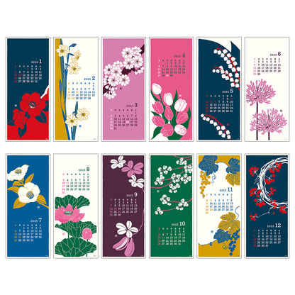 Calendar Wall-Hanging Echizen Paper <L> Flower 2025