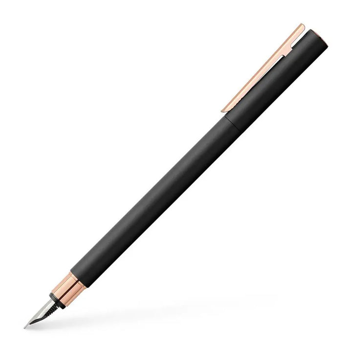 FABER CASTELL - NEO SLIM METAL FOUNTAIN PEN WITH GIFT CASE - BLACK WITH ROSE GOLD