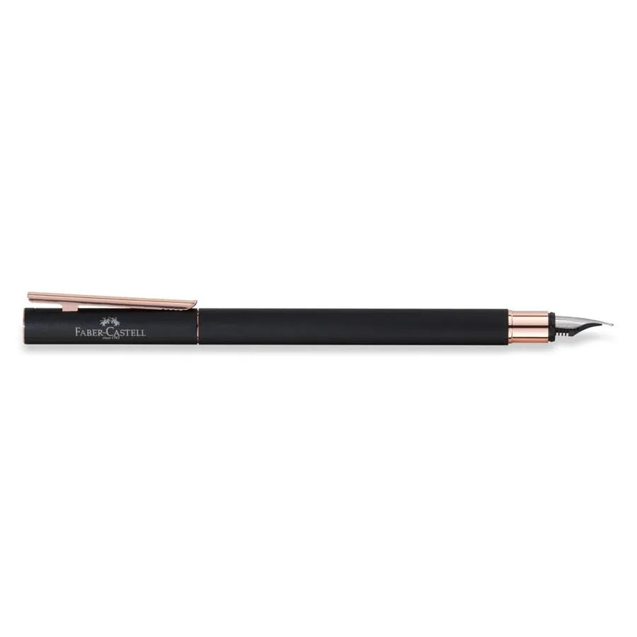 FABER CASTELL - NEO SLIM METAL FOUNTAIN PEN WITH GIFT CASE - BLACK WITH ROSE GOLD