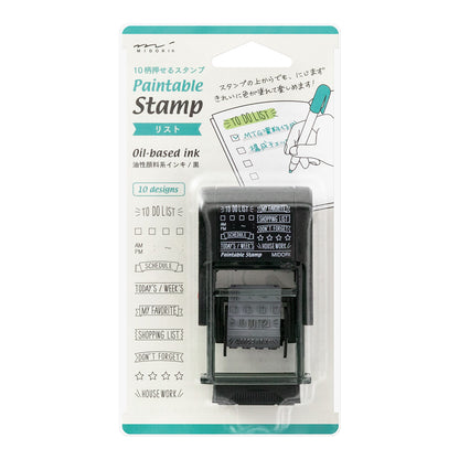 MIDORI - Rotating Paintable Stamp - List (To-Do List/Shopping List/Don't Forget)