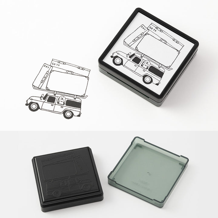MIDORI - Paintable Stamp Pre-inked – Going Out / Road Trip Perfect stamp for travel record and journaling