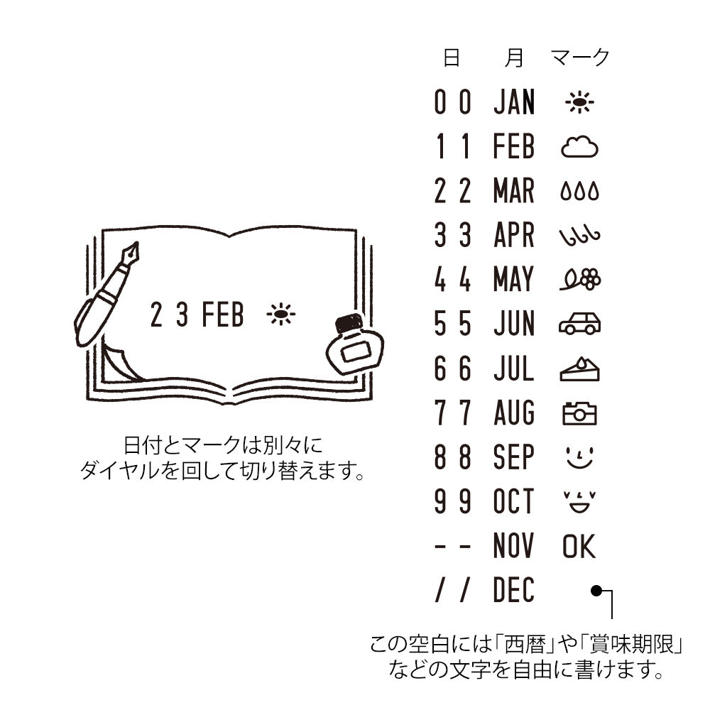 Midori - Paintable Rotating Date Stamp Stationery