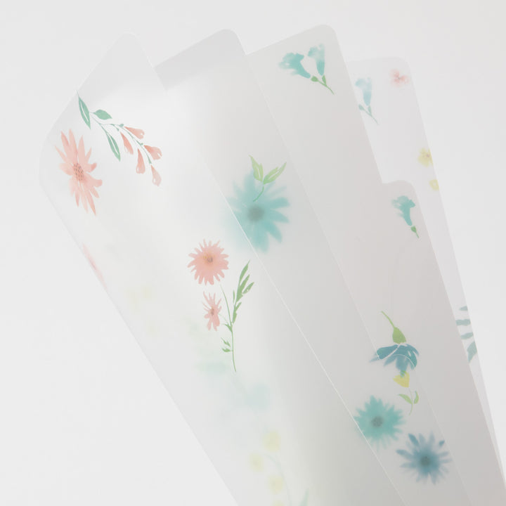 MIDORI - 3 Pockets Clear Folder - A4 - Flower