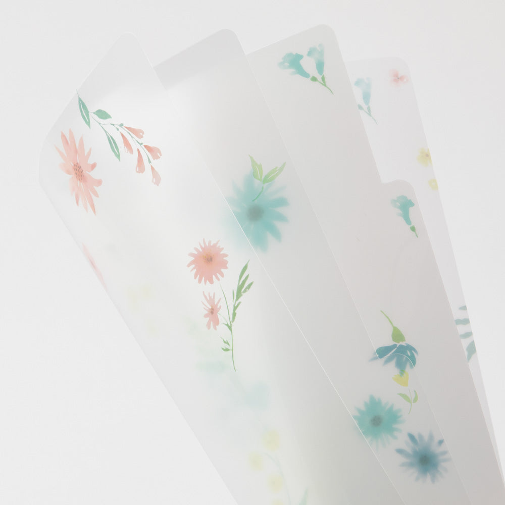 MIDORI - 3 Pockets Clear Folder - A4 - Flower