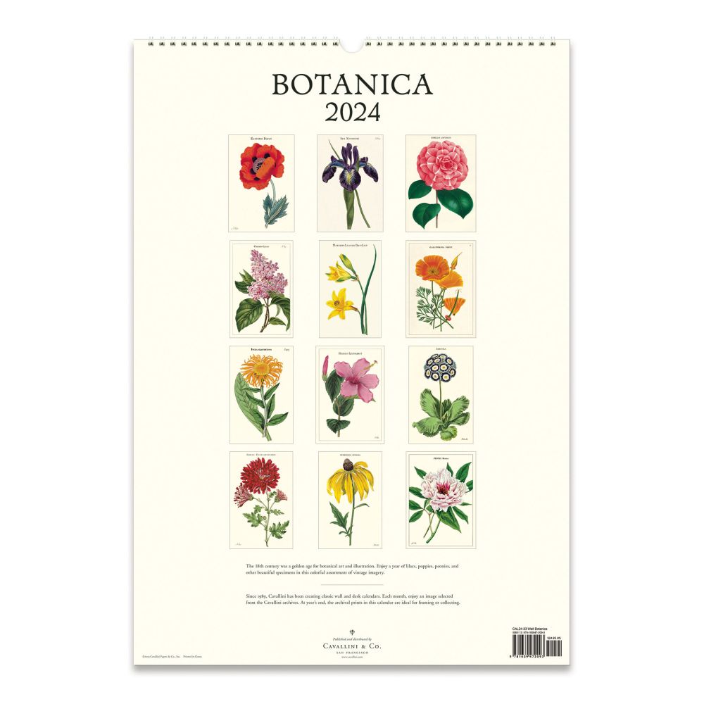 CAVALLINI & CO - 2024 - Vintage Poster Wall Calendar - BOTANICA