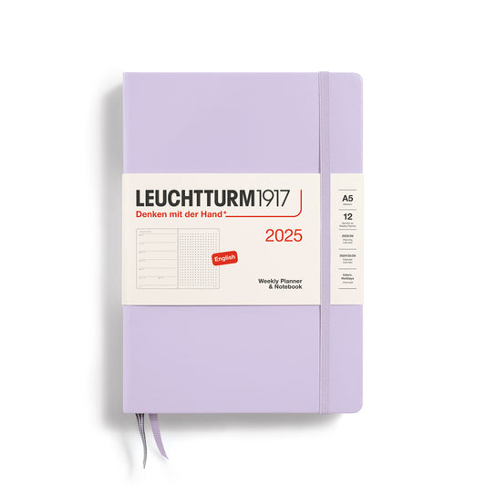 LEUCHTTURM 1917 - 2025 A5 WEEKLY PLANNER/NOTEBOOK - ENGLISH DOTTED - LILAC- Free shipping to US and Canada - Vancouver Buchan's Kerrisdale Gift & Stationery Store