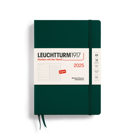 LEUCHTTURM 1917 - 2025 A5 WEEKLY PLANNER/NOTEBOOK - ENGLISH DOTTED - FOREST GREEN  - Free shipping to US and Canada - Vancouver Buchan's Kerrisdale Gift & Stationery Store