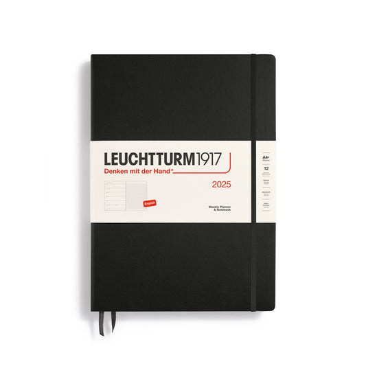 LEUCHTTURM 1917 - 2025 A4+ WEEKLY PLANNER/NOTEBOOK - ENGLISH LINED - BLACK