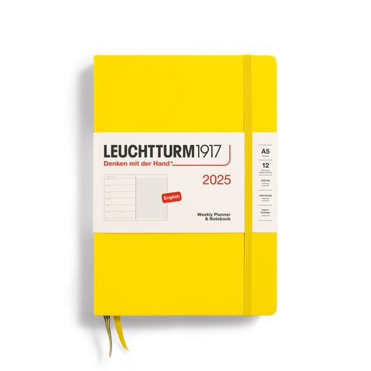 LEUCHTTURM 1917 - 2025 A5 WEEKLY PLANNER/NOTEBOOK - ENGLISH LINED - LEMON  - Free shipping to US and Canada - Vancouver Buchan's Kerrisdale Gift & Stationery Store