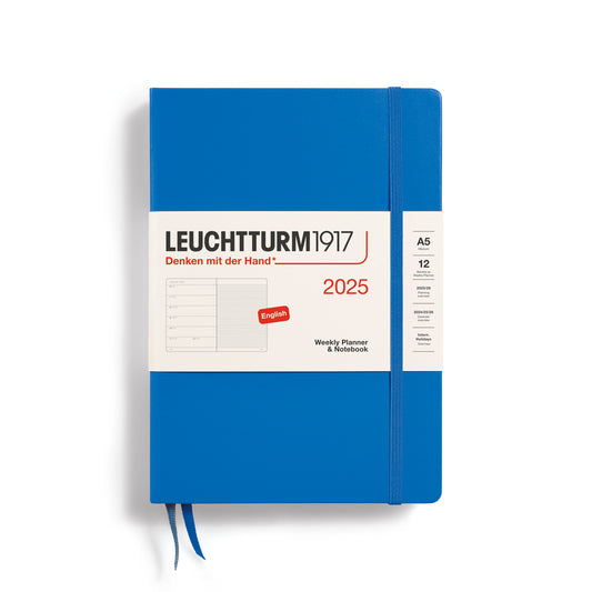 LEUCHTTURM 1917 - 2025 A5 WEEKLY PLANNER/NOTEBOOK - ENGLISH LINED - SKY  - Free shipping to US and Canada - Vancouver Buchan's Kerrisdale Gift & Stationery Store