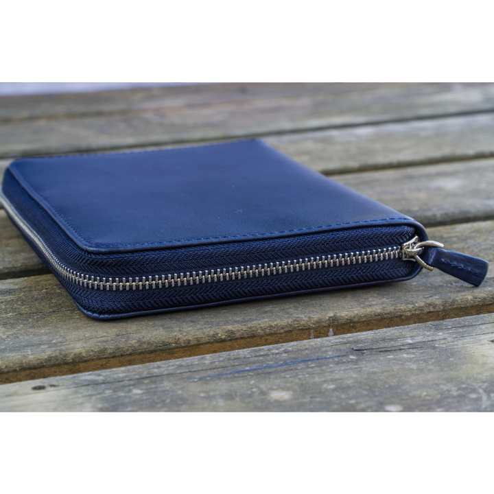 Galen Leather - Leather Zippered 5 Slots Pen Case - Navy Blue