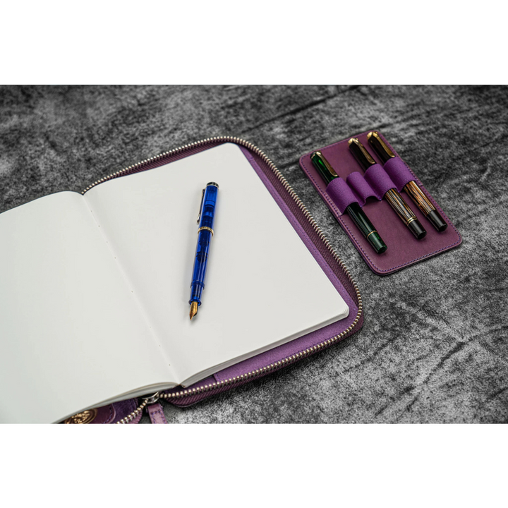 Galen Leather - Leather Zippered A5 Leuchtturm1917 Notebook Folio - Purple