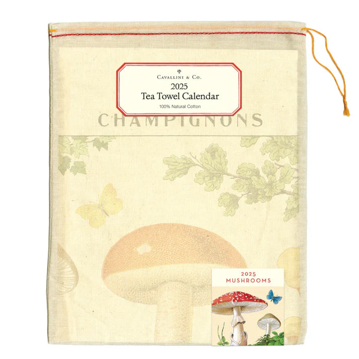 CAVALLINI & CO - 2025 Calendar Tea Towel - Champignons