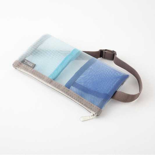 MIDORI - Book Band Pen Case - Mesh Light Blue