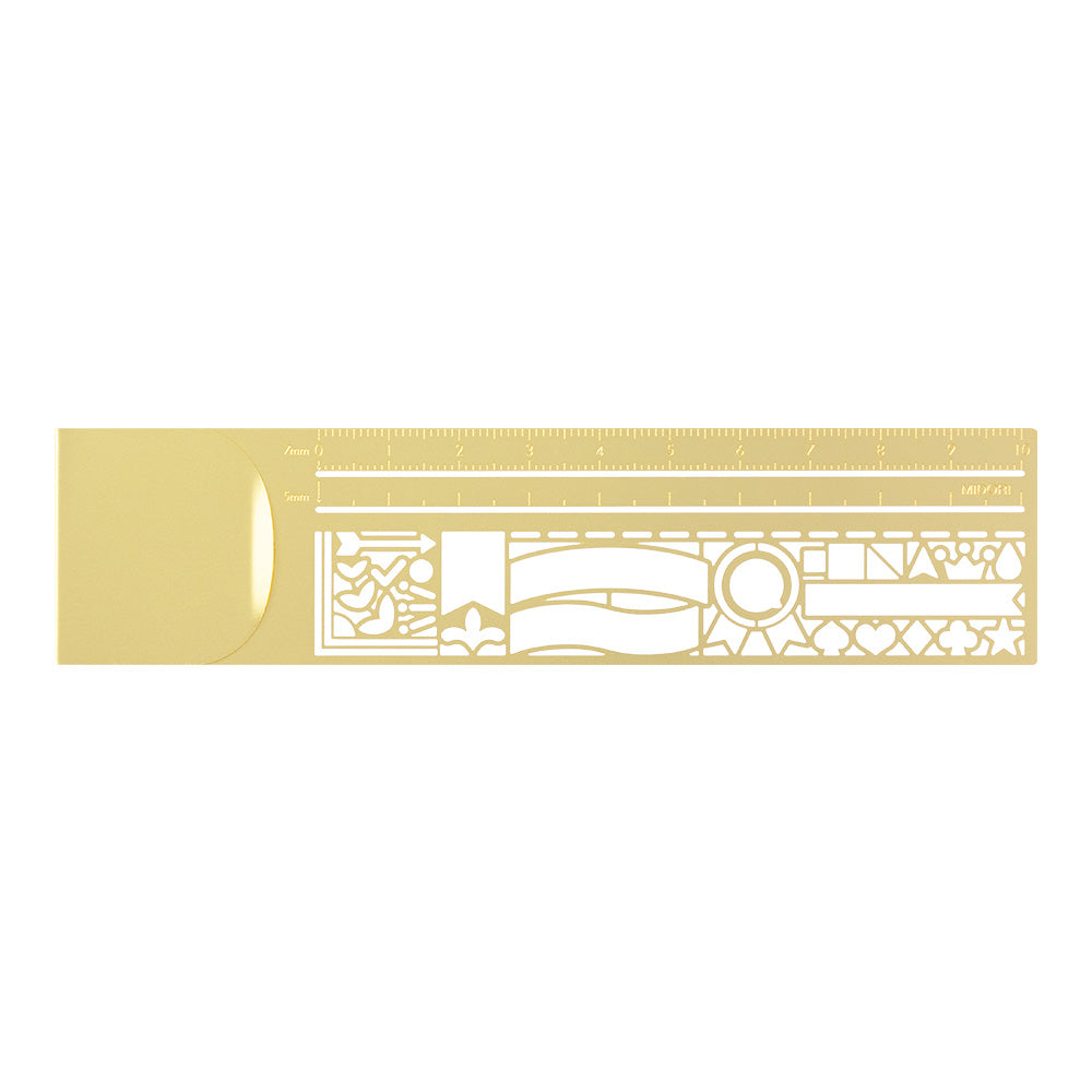 MIDORI - Brass Clip Ruler - Bookmark - Decorative Pattern