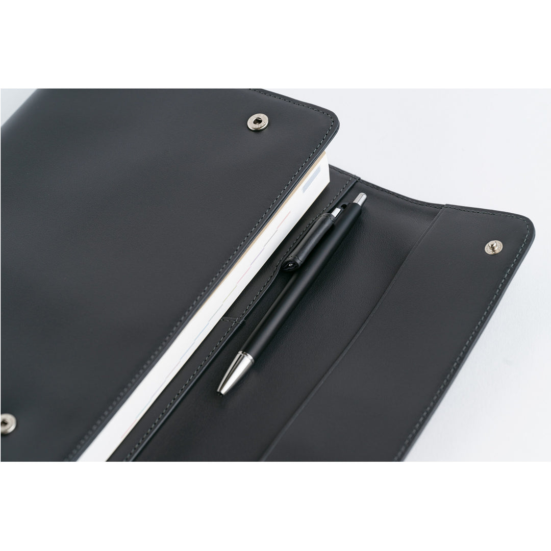 Hobonichi Techo 2025 - A5 Trifold Leather Cover - Leather: Charcoal Gray - Free shipping to US and Canada - Vancouver Buchan’s Kerrisdale Stationery Store