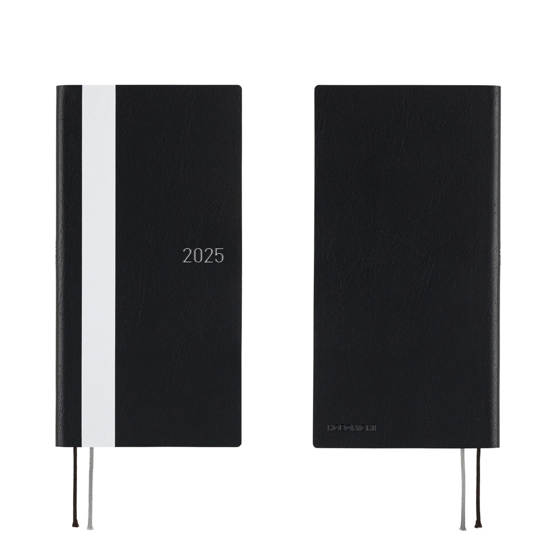 Hobonichi Techo 2025 - Weeks/Wallet Planner Book - White Line: Black (English/Monday Start/January Start)