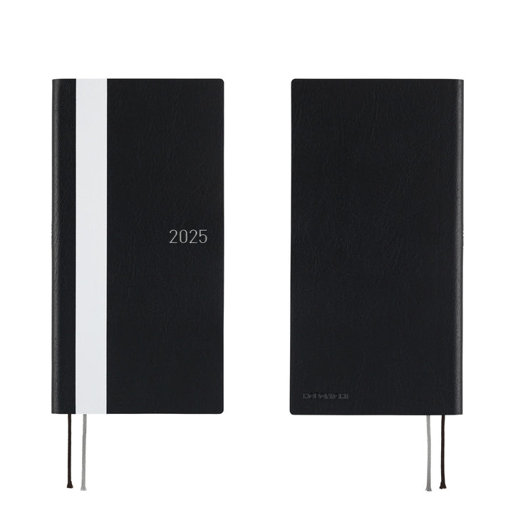 Hobonichi Techo 2025 - Weeks/Wallet Planner Book - White Line: Black (English/Monday Start/January Start)