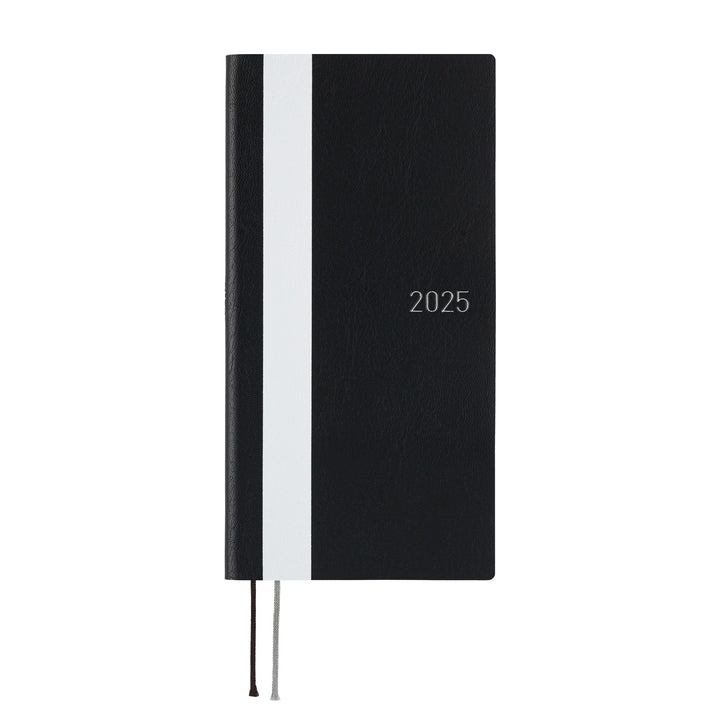 Hobonichi Techo 2025 - Weeks/Wallet Planner Book - White Line: Black (English/Monday Start/January Start)