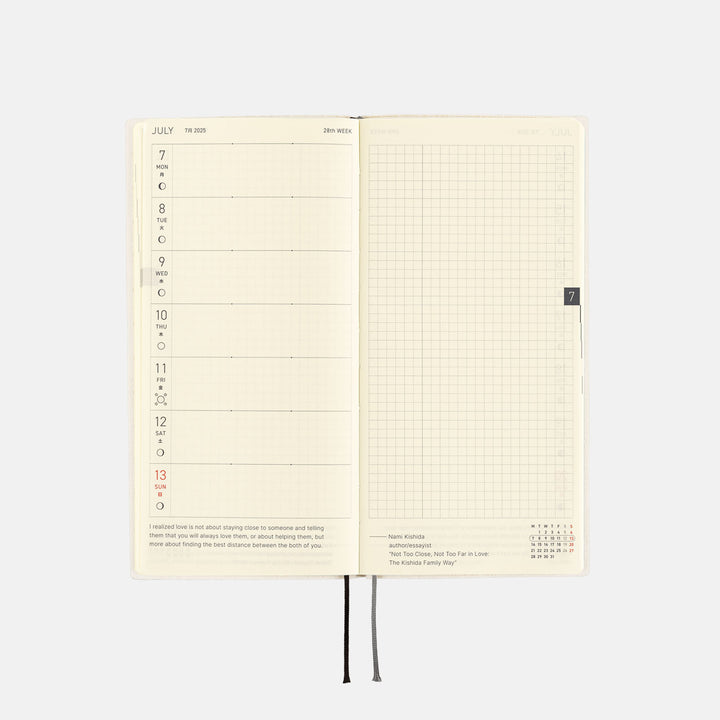 Hobonichi Techo 2025 - Weeks/Wallet Planner Book - White Line: Ivory (English/Monday Start/January Start)