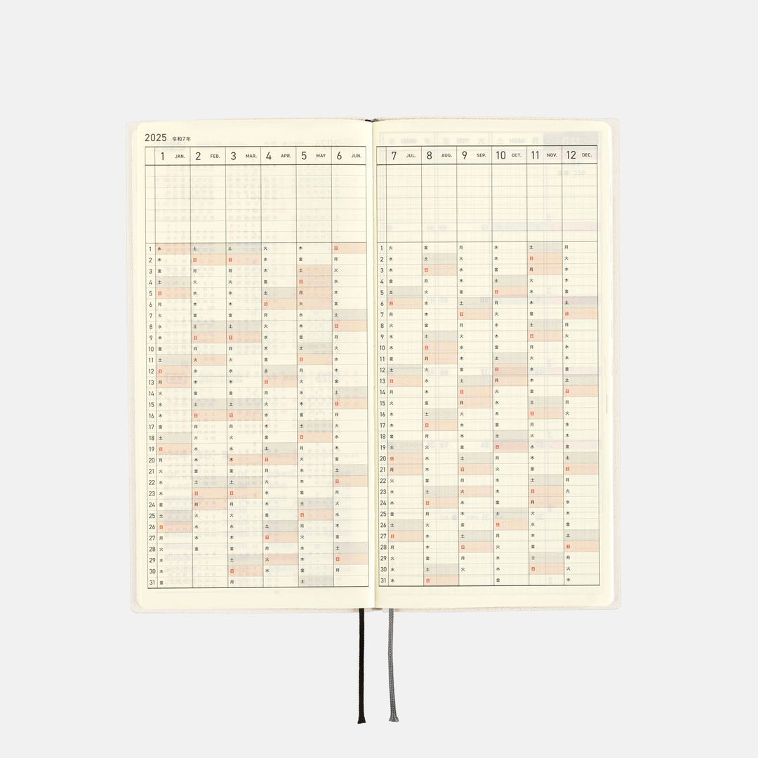 Hobonichi Techo 2025 - Weeks/Wallet Planner Book - White Line: Ivory (English/Monday Start/January Start)