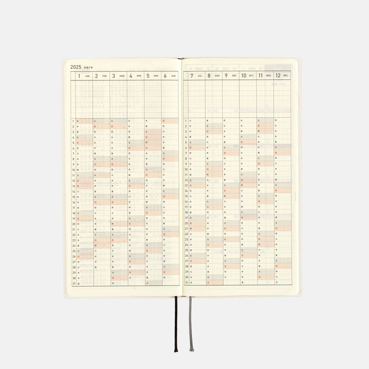 Hobonichi Techo 2025 - Weeks/Wallet Planner Book - White Line: Ivory (English/Monday Start/January Start)