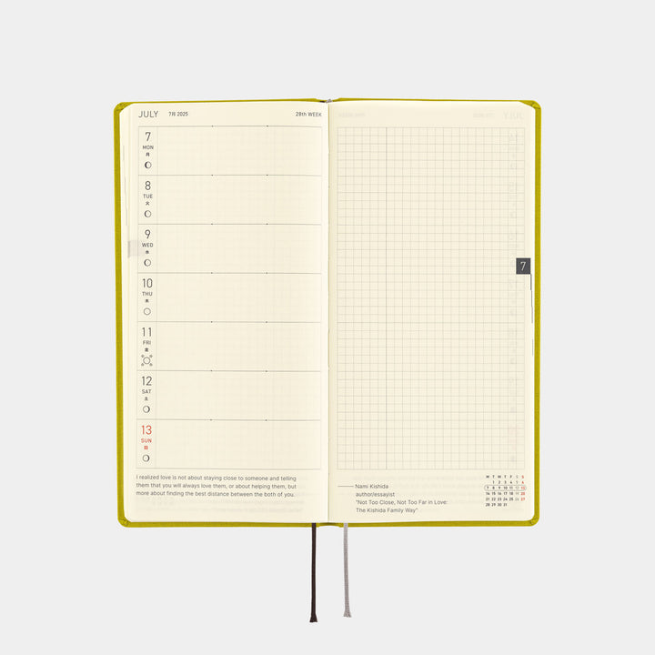 Hobonichi Techo 2025 - Weeks/Wallet Planner Book - Colors: Pistachio (English/Monday Start/January Start)