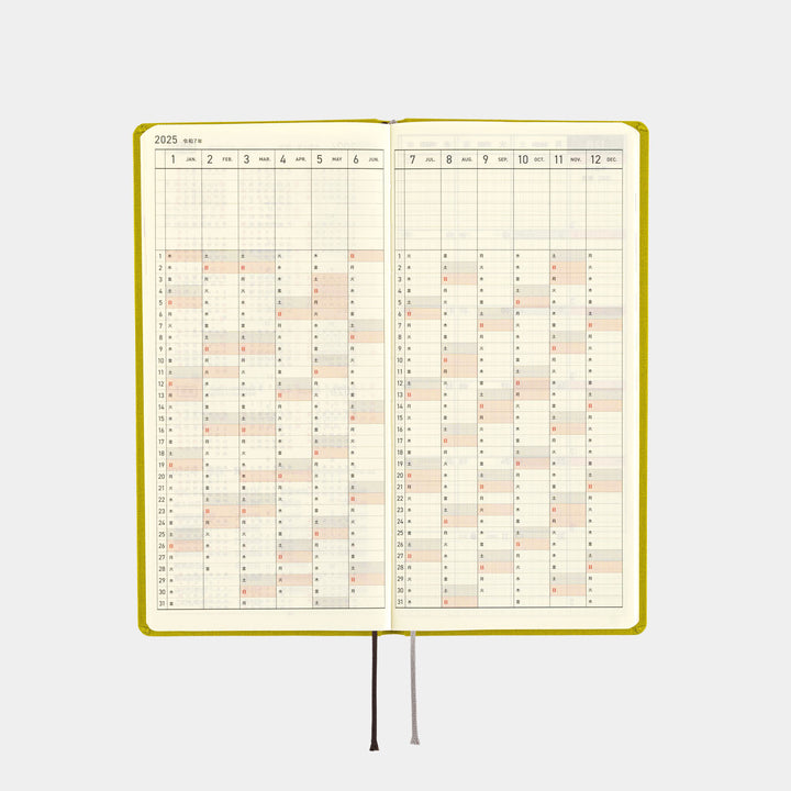 Hobonichi Techo 2025 - Weeks/Wallet Planner Book - Colors: Pistachio (English/Monday Start/January Start)