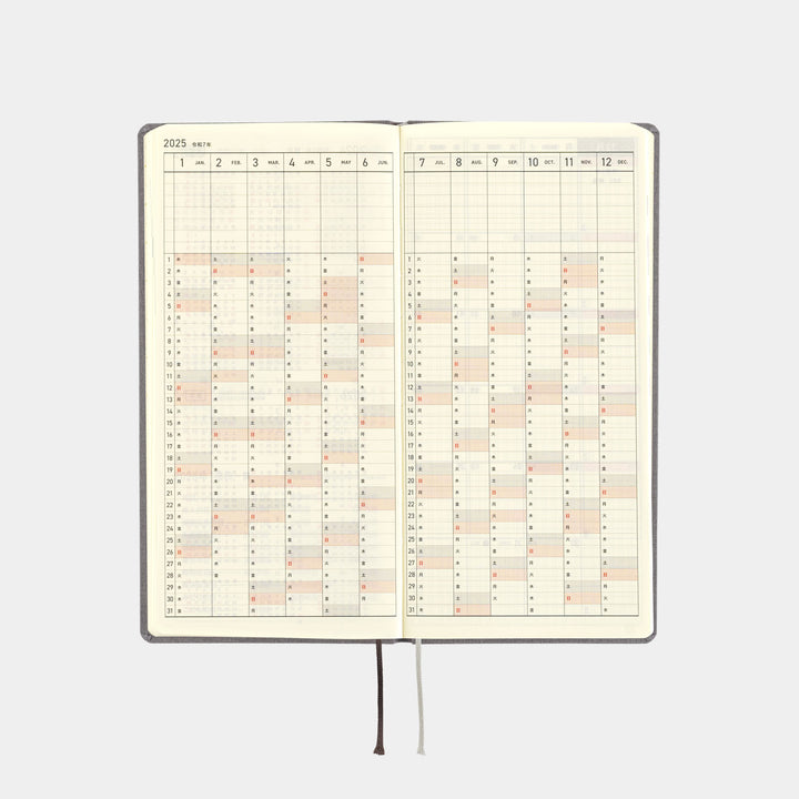 Hobonichi Techo 2025 - Weeks/Wallet Planner Book - Colors: Smoke Gray (English/Monday Start/January Start)