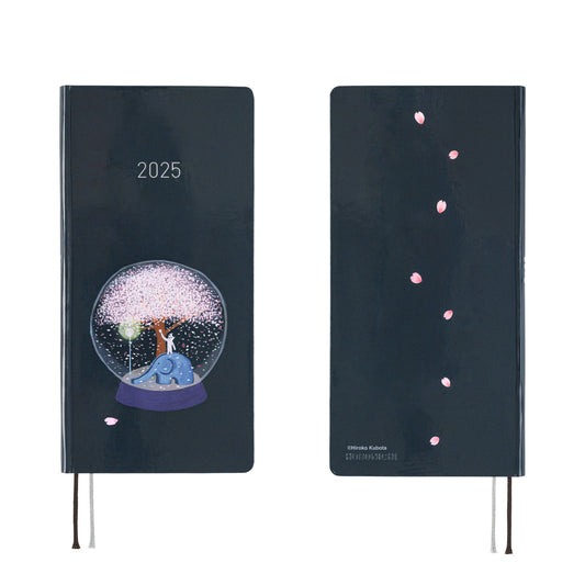 Hobonichi Techo 2025 - Weeks/Wallet Planner Book - Hiroko Kubota: Night Cherry Blossom Snow Globe (English/Monday Start/January Start)  - Free shipping to US and Canada - Vancouver Buchan’s Kerrisdale Stationery Store