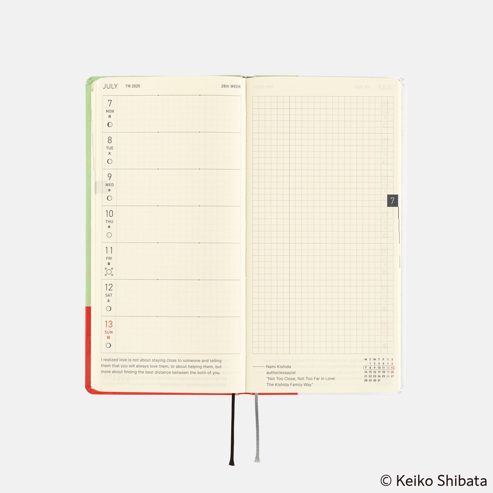 Hobonichi Techo 2025 - Weeks/Wallet Planner Book - Keiko Shibata: Thanks for your hard work, Aoki-san (English/Monday Start/January Start) - Free shipping to US and Canada - Vancouver Buchan’s Kerrisdale Stationery Store