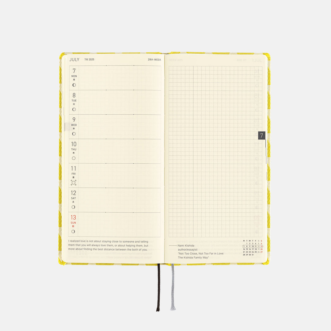 Hobonichi Techo 2025 - Weeks/Wallet Planner Book - yuge fabric farm: Fish Scale Crest (English/Monday Start/January Start)