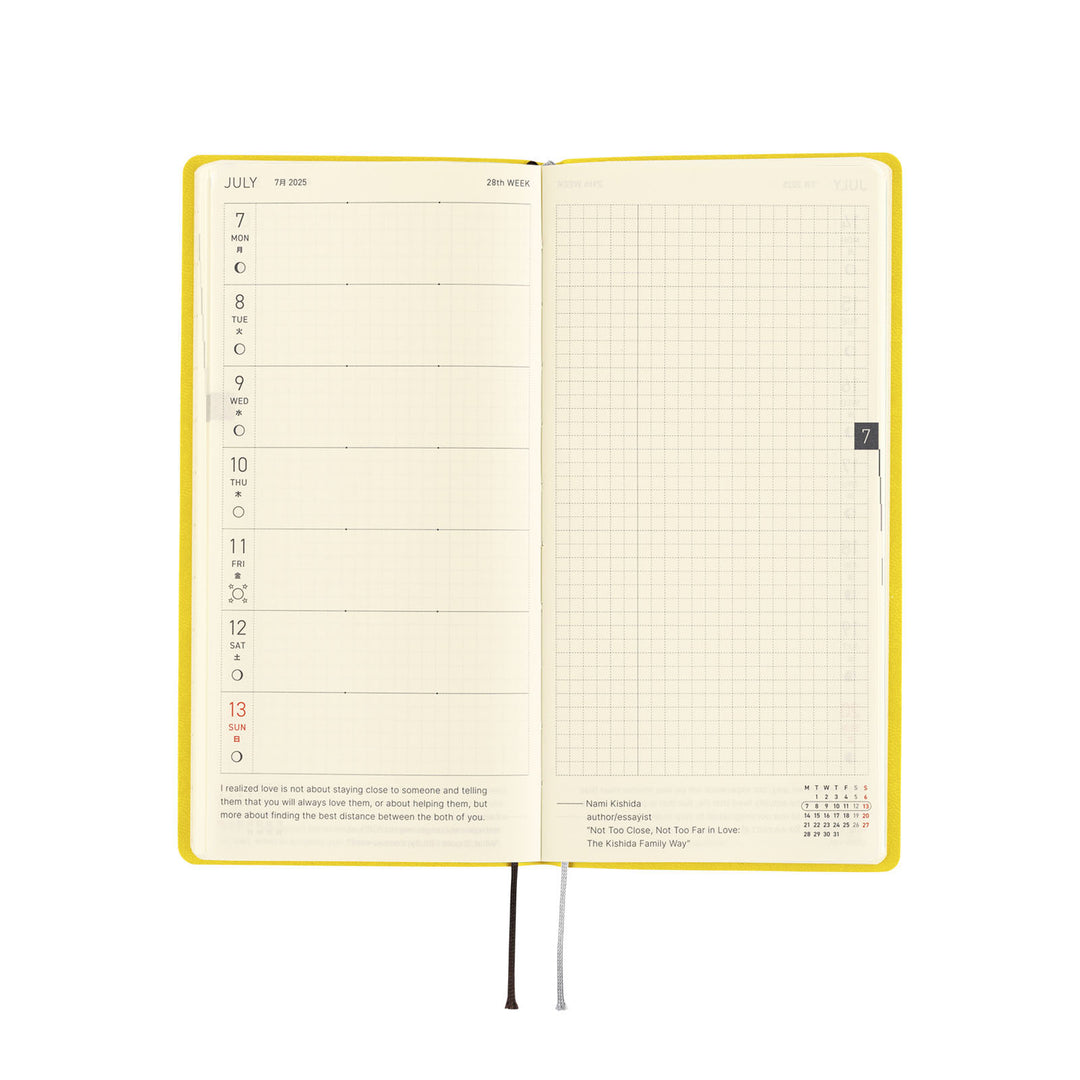 Hobonichi Techo 2025 - Weeks/Wallet Planner Book - Smooth: Mustard (English/Monday Start/January Start)