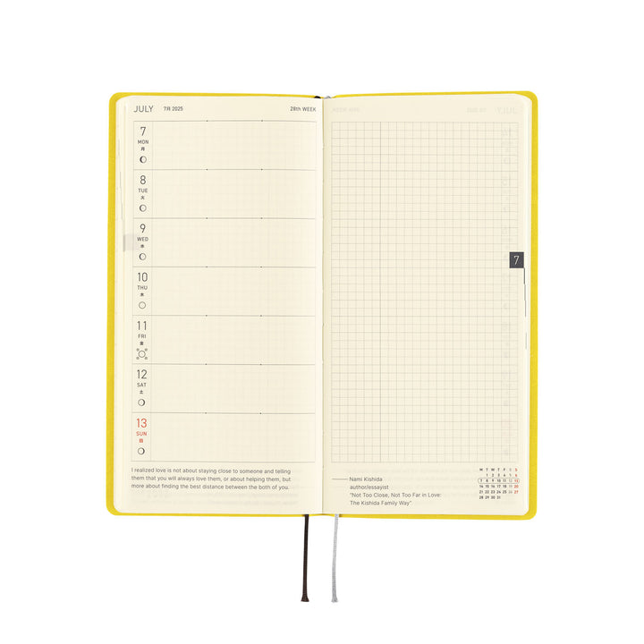 Hobonichi Techo 2025 - Weeks/Wallet Planner Book - Smooth: Mustard (English/Monday Start/January Start)