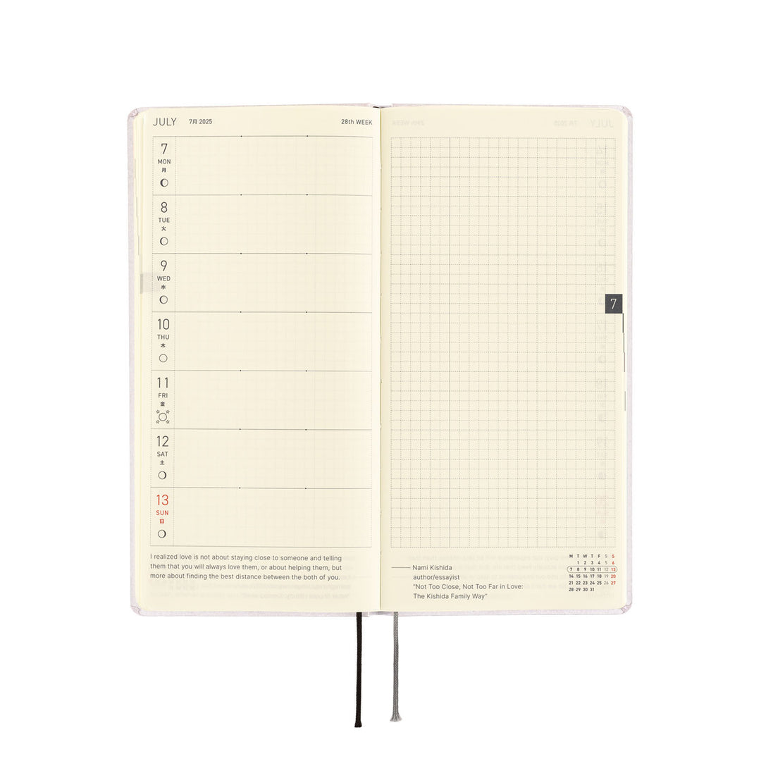 Hobonichi Techo 2025 - Weeks/Wallet Planner Book - Paper Series: Platinum White (English/Monday Start/January Start) 