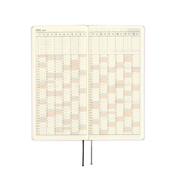 Hobonichi Techo 2025 - Weeks/Wallet Planner Book - Paper Series: Platinum White (English/Monday Start/January Start) 