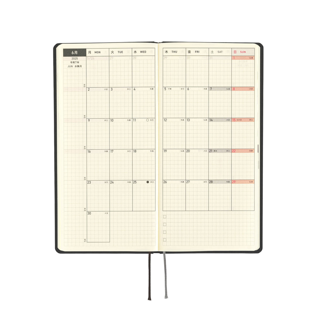 Hobonichi Techo 2025 - Weeks/Wallet Planner Book - Paper Series: Black Gingham (English/Monday Start/January Start)