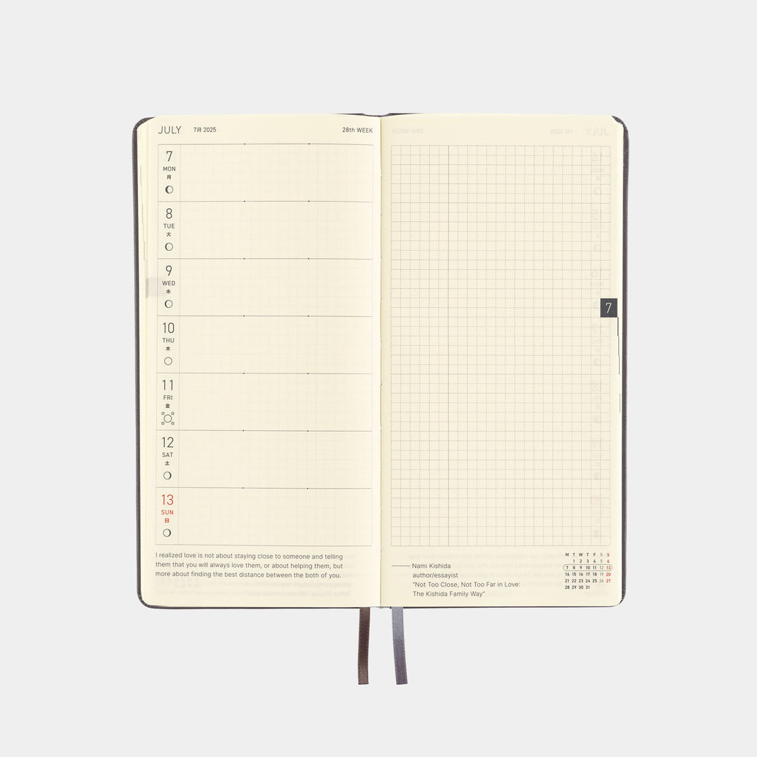 Hobonichi Techo 2025 - Weeks/Wallet Planner Book - Leather: Steel Gray (English/Monday Start/January Start)