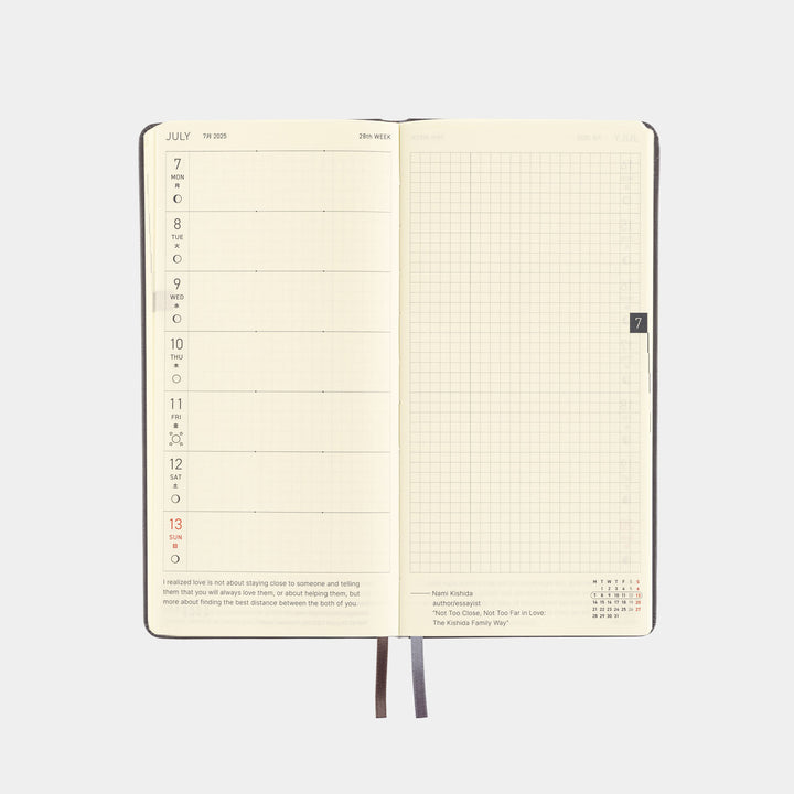 Hobonichi Techo 2025 - Weeks/Wallet Planner Book - Leather: Steel Gray (English/Monday Start/January Start)