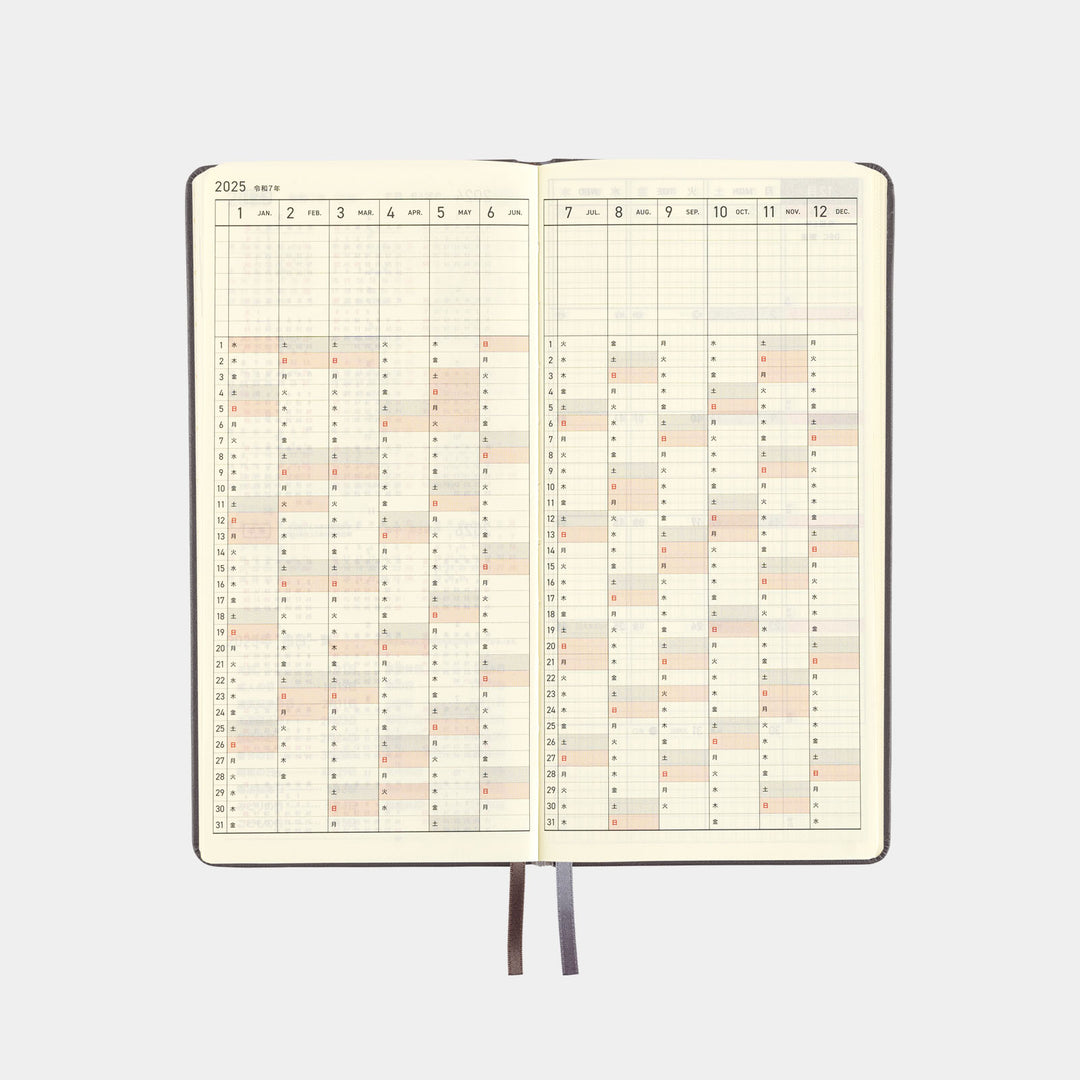 Hobonichi Techo 2025 - Weeks/Wallet Planner Book - Leather: Steel Gray (English/Monday Start/January Start)