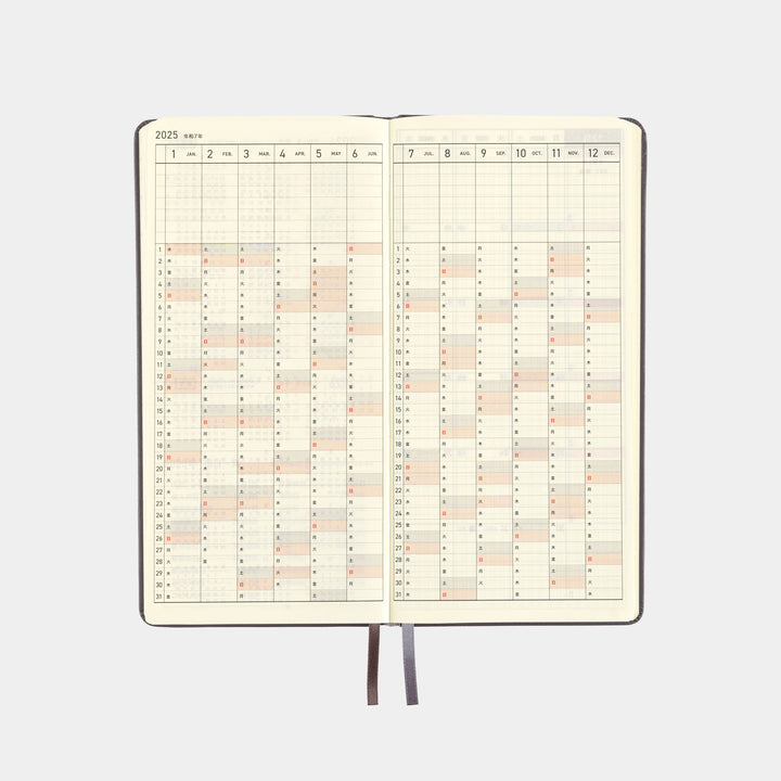 Hobonichi Techo 2025 - Weeks/Wallet Planner Book - Leather: Steel Gray (English/Monday Start/January Start)