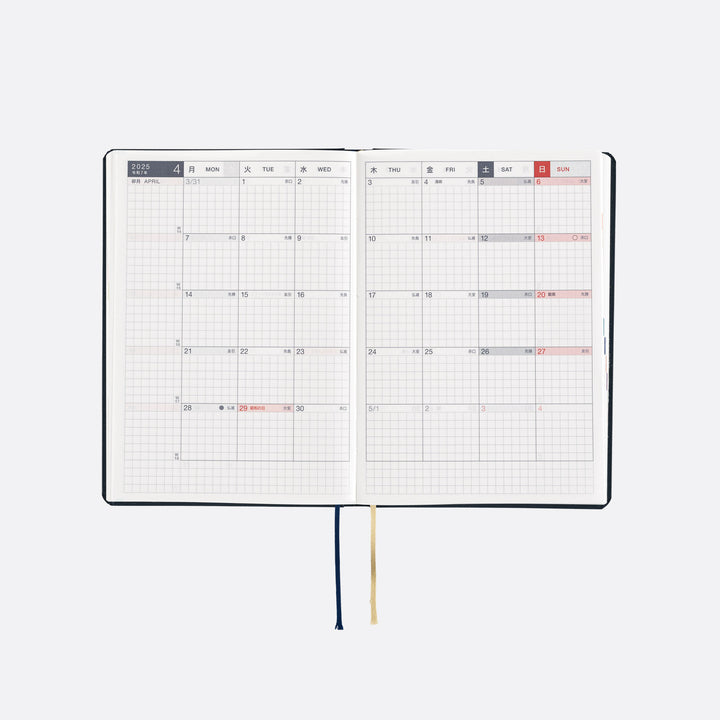 Hobonichi Techo 2025 -  Original (A6) HON Planner Book - Slash (Navy) - English/January Start/Monday Start - Free shipping to US and Canada - Vancouver Buchan’s Kerrisdale Stationery Store