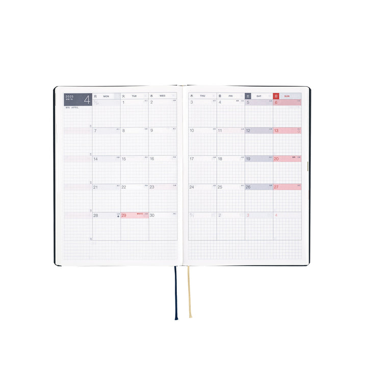 Hobonichi Techo 2025 -  Cousin (A5) HON Planner Book - Slash (Navy) - English/January Start/Monday Start - Free shipping to US and Canada - Vancouver Buchan’s Kerrisdale Stationery Store