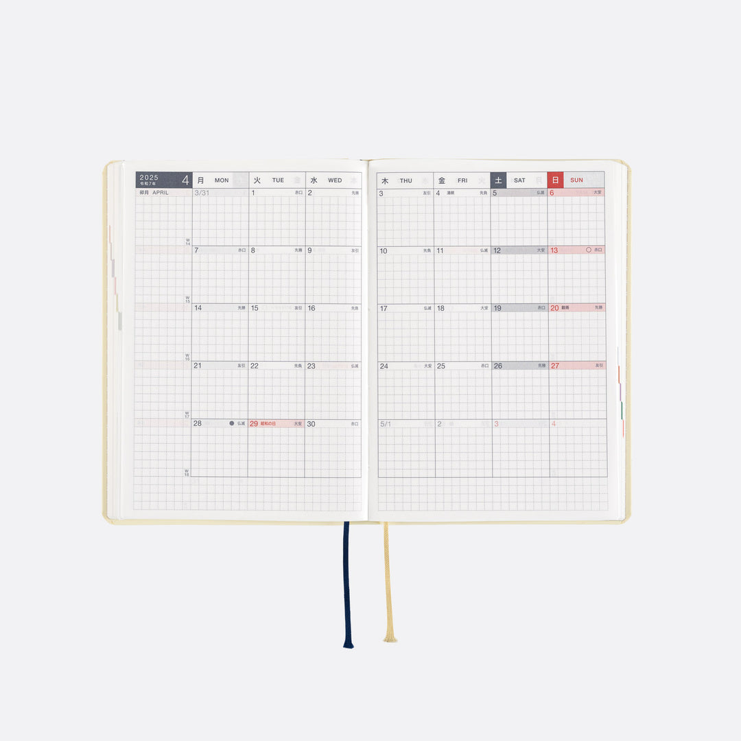 Hobonichi Techo 2025 -  Original (A6) HON Planner Book - Slash (Ivory) - English/January Start/Monday Start - Free shipping to US and Canada - Vancouver Buchan’s Kerrisdale Stationery Store