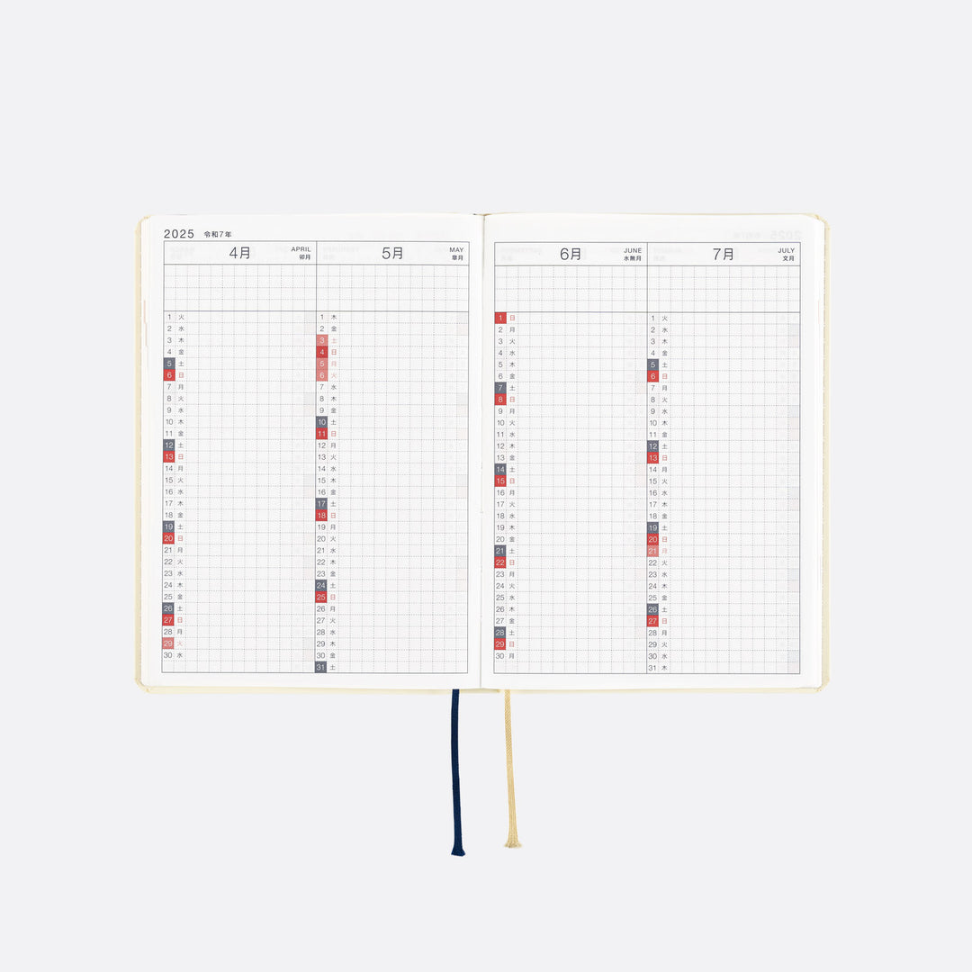 Hobonichi Techo 2025 -  Original (A6) HON Planner Book - Slash (Ivory) - English/January Start/Monday Start - Free shipping to US and Canada - Vancouver Buchan’s Kerrisdale Stationery Store