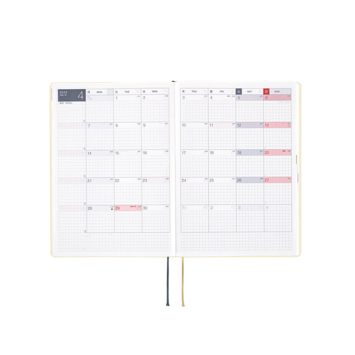 Hobonichi Techo 2025 -  Cousin (A5) HON Planner Book - Slash (Ivory) - English/January Start/Monday Start - Free shipping to US and Canada - Vancouver Buchan’s Kerrisdale Stationery Store