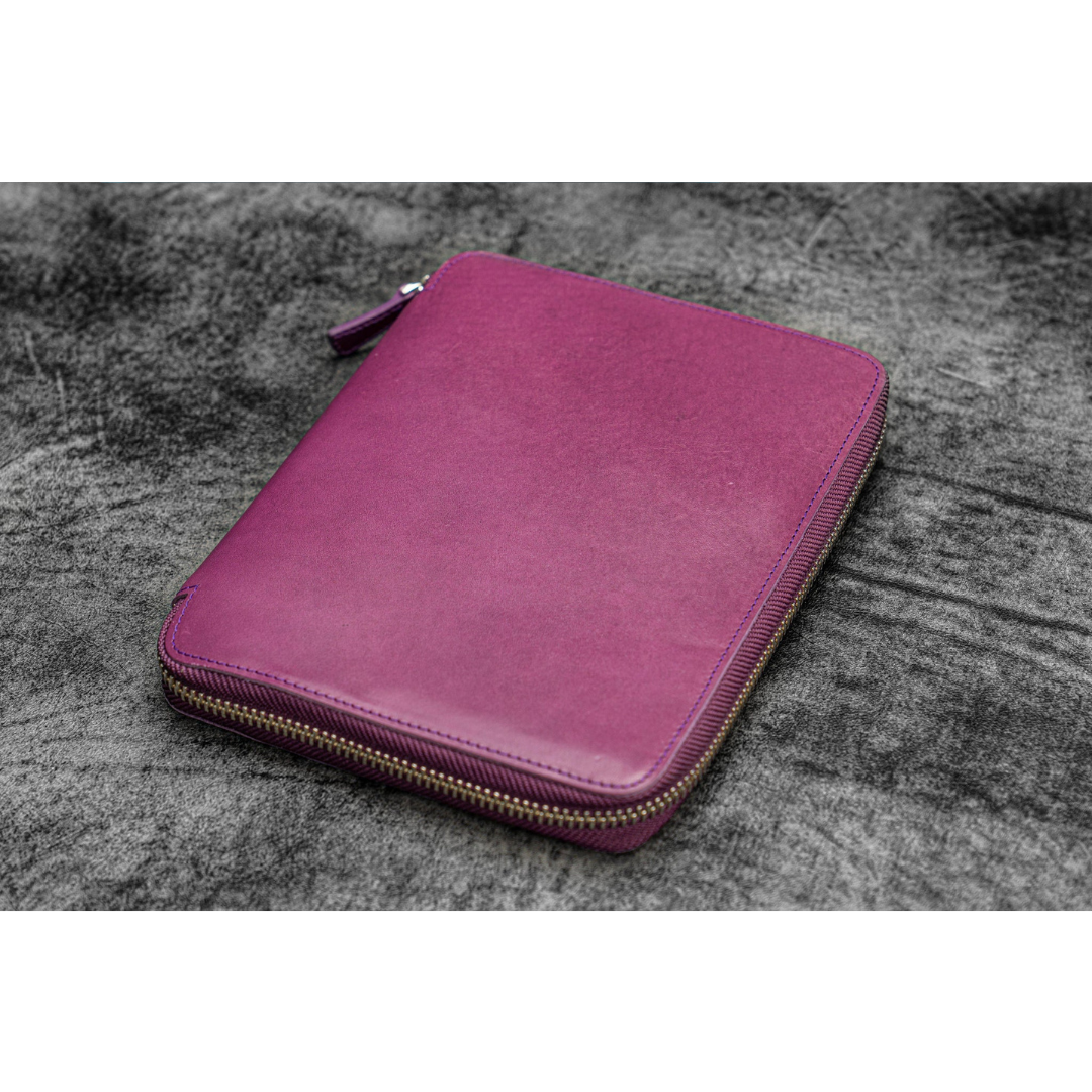 Galen Leather - Leather Zippered A5 Leuchtturm1917 Notebook Folio - Purple