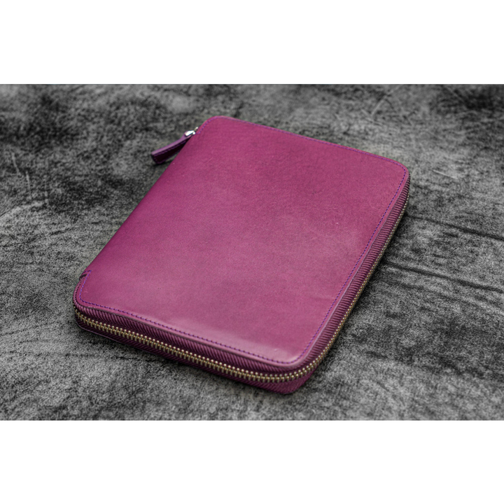 Galen Leather - Leather Zippered A5 Leuchtturm1917 Notebook Folio - Purple