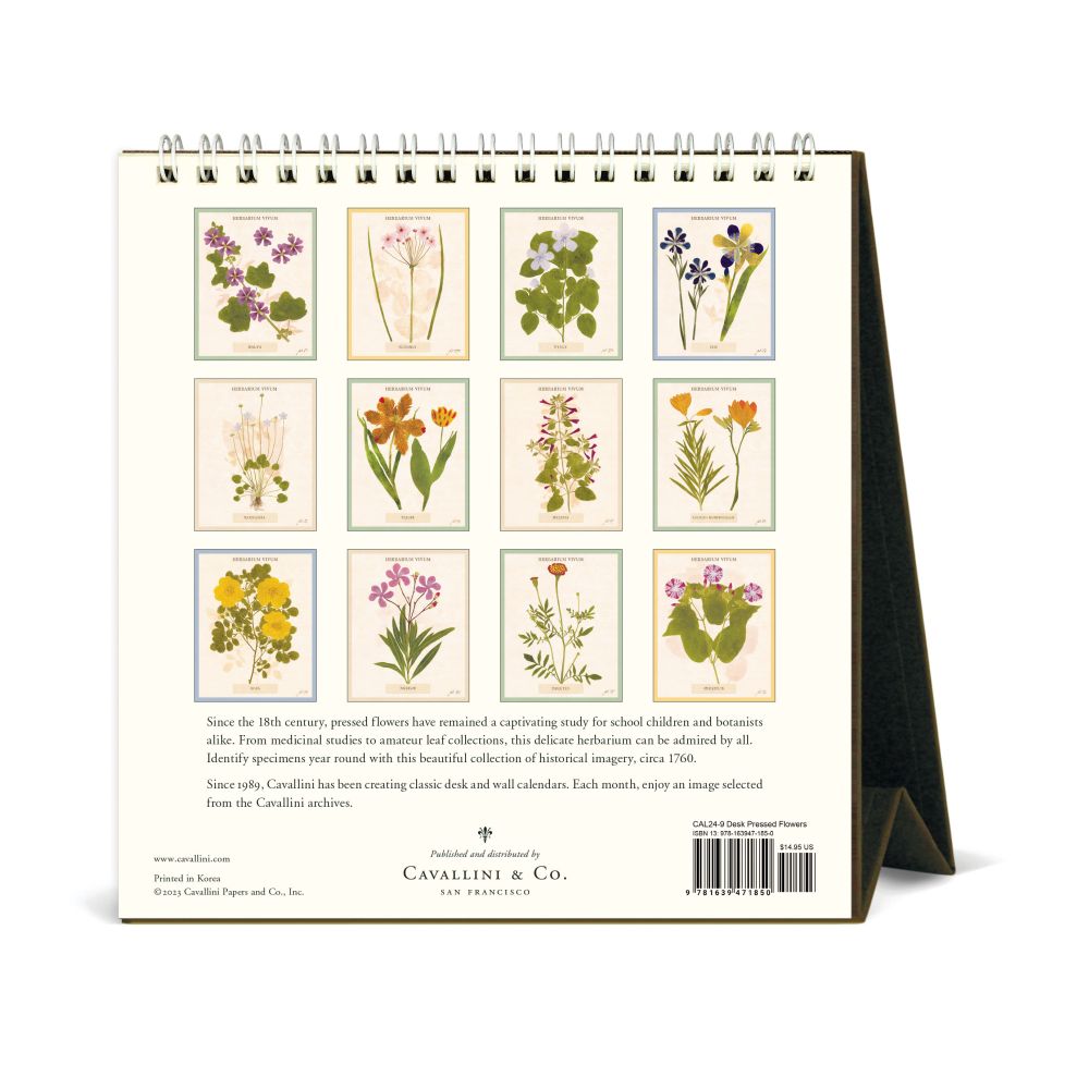 CAVALLINI & CO - 2024 Vintage Desk Calendar - PRESSED FLOWERS - BEST 2023 CHRISTMAS GIFTS  FOR UNDER 20 - GIFT IDEAS FOR FRIENDS AND FAMILIES