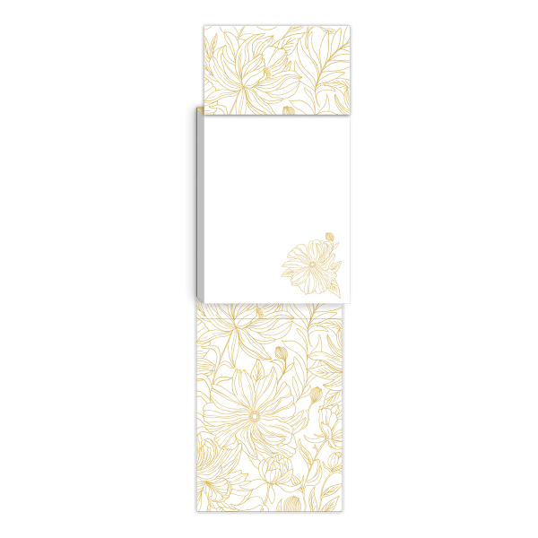 Punch Studio - Brooch Notepad - White Dahlias - Golden Botanicals Collection